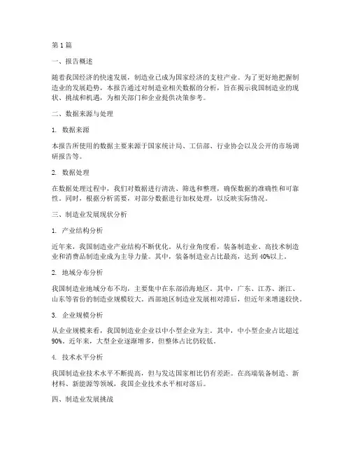 制造业相关数据分析报告(3篇)