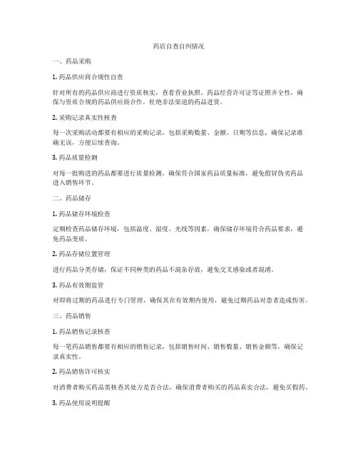 药店自查自纠情况