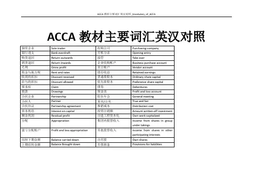 2017年ACCA教材主要词汇英汉对照_Vocabulary_of_ACCA