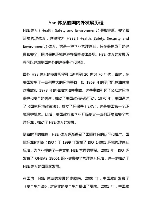 hse体系的国内外发展历程