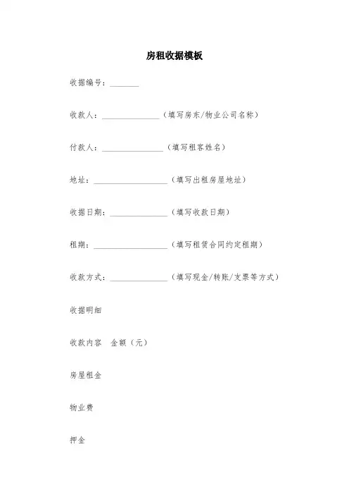 房租收据模板