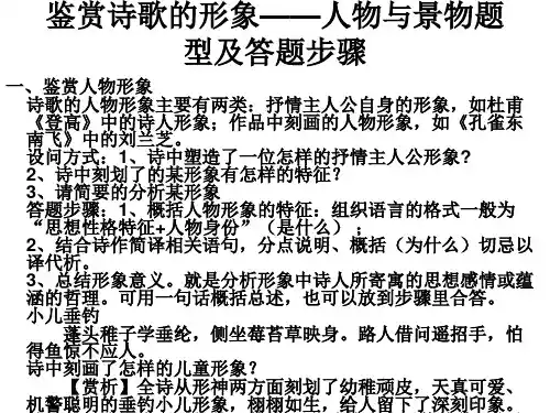 鉴赏诗歌的形象——人物与景物题型及答题步骤