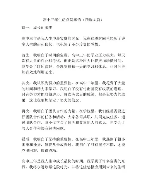 高中三年生活点滴感悟(精选4篇)