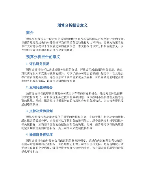 预算分析报告意义