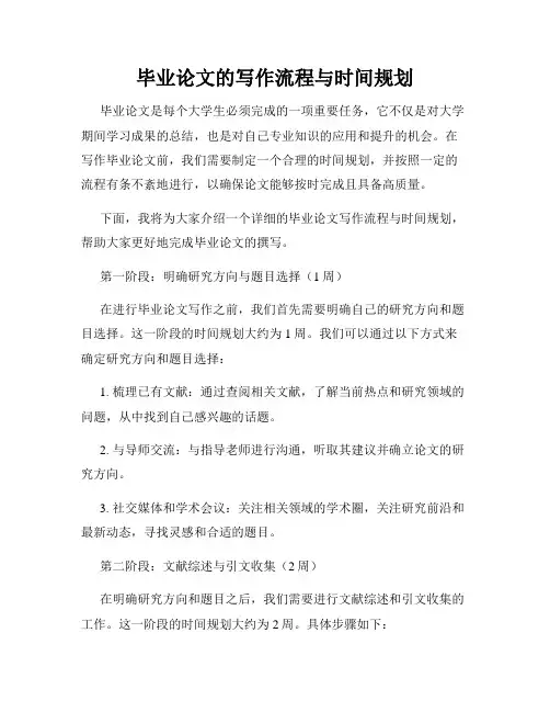 毕业论文的写作流程与时间规划