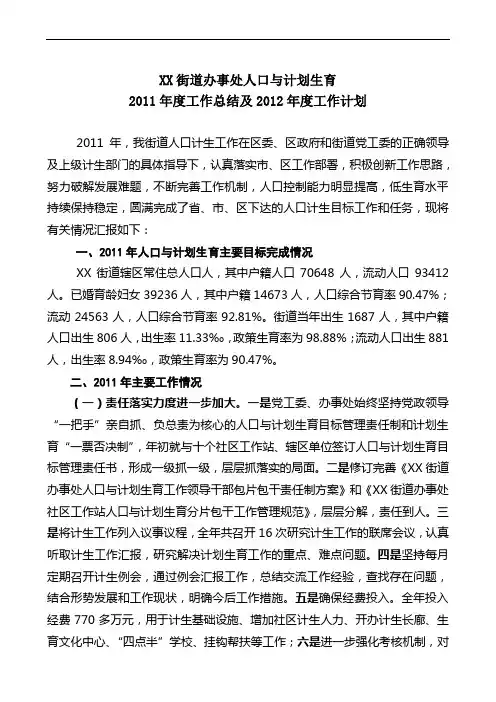 2011年人口计生工作总结