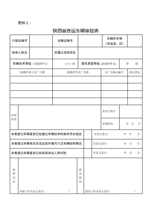 客运车辆年度审验表