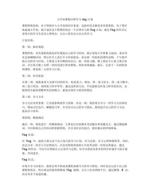 小升初暑假自律学习vlog计划