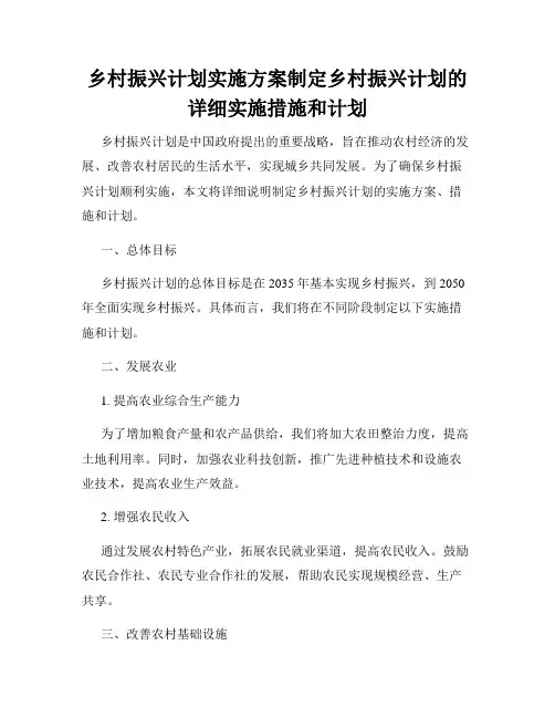 乡村振兴计划实施方案制定乡村振兴计划的详细实施措施和计划
