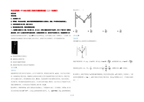 河北省鸡泽一中2022届高三物理专题检测试题(二)(含解析)