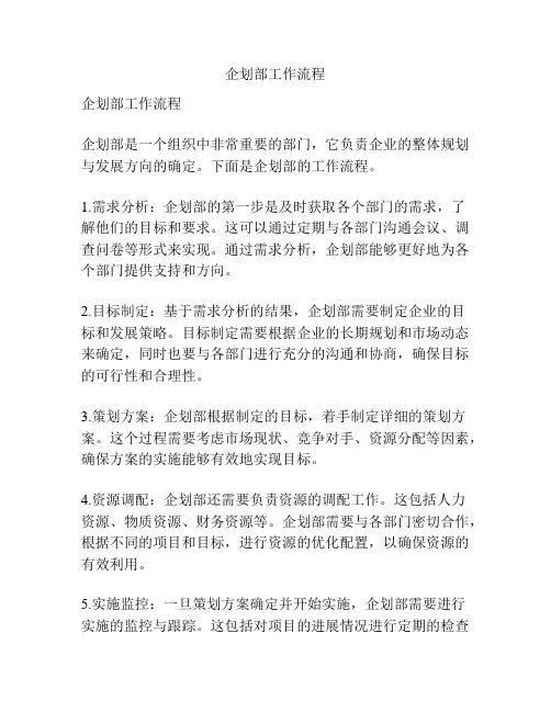 企划部工作流程