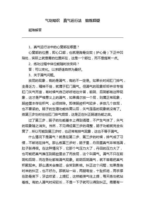 气功知识　真气运行法　锻炼释疑