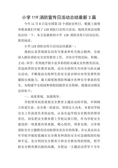 小学119消防宣传日活动总结最新3篇
