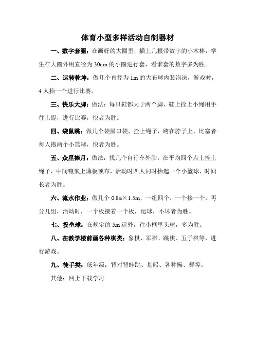 体育小型多样活动自制器材