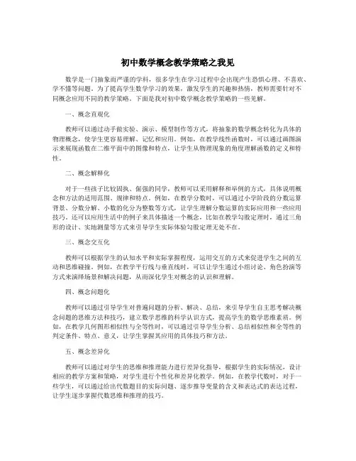 初中数学概念教学策略之我见