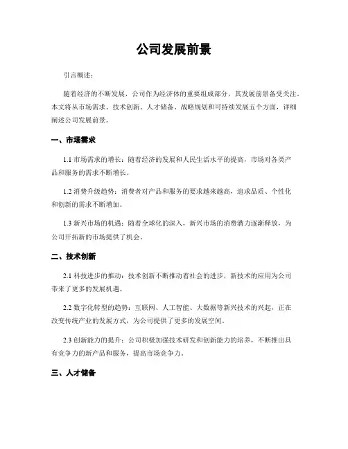 公司发展前景