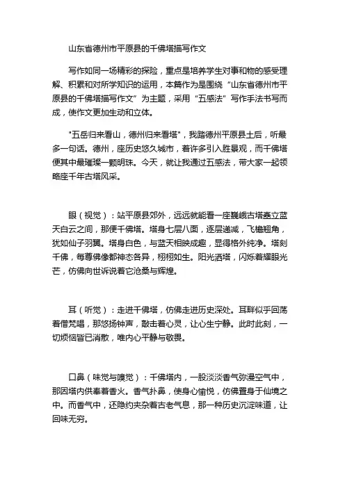 山东省德州市平原县的千佛塔描写作文