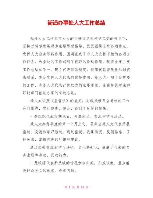 街道办事处人大工作总结
