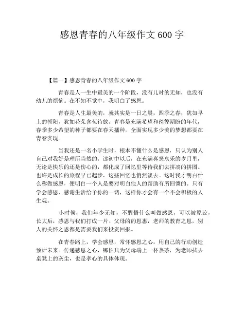 感恩青春的八年级作文600字