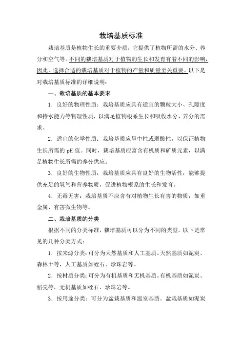 栽培基质标准