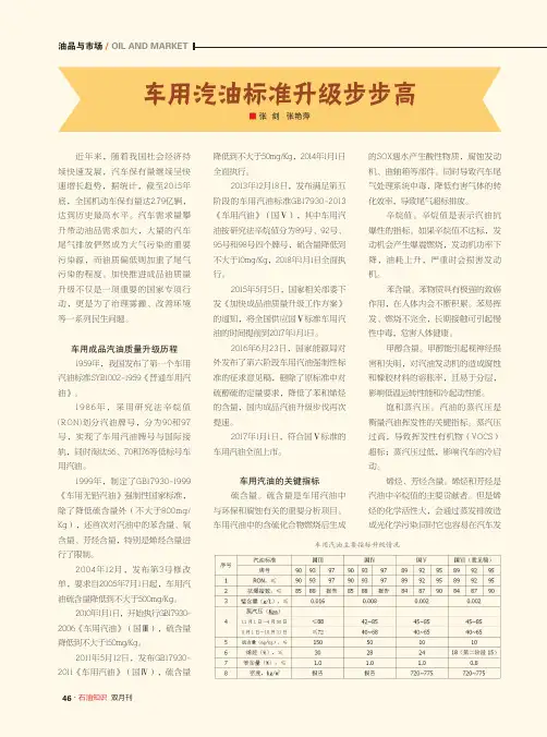 车用汽油标准升级步步高