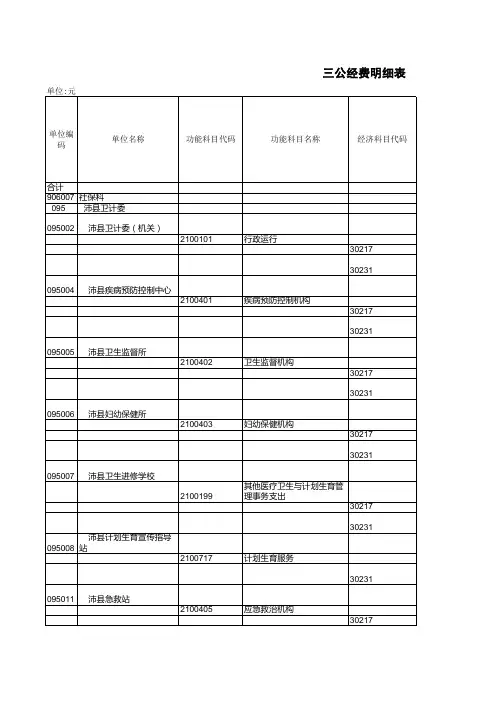 项目支出明细表