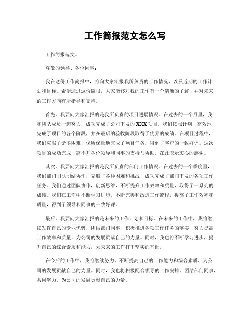工作简报范文怎么写