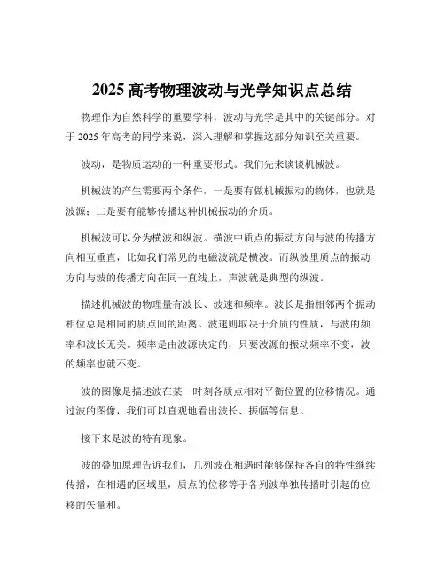 2025高考物理波动与光学知识点总结