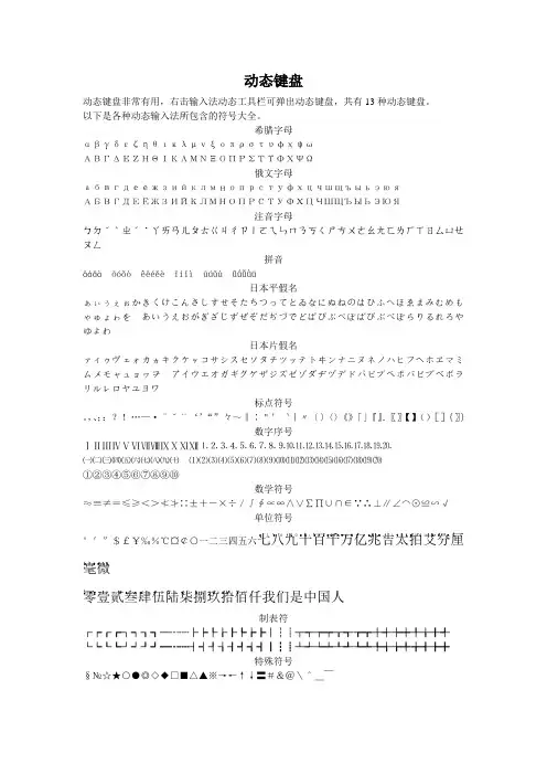 动态键盘特殊符号