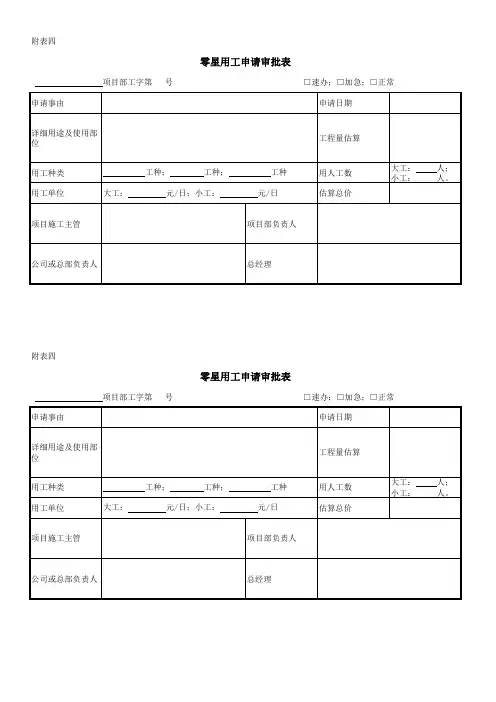零星用工申请审批表