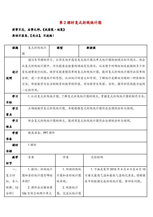 人教版数学五年级下册第2课时 复式折线统计图导学案