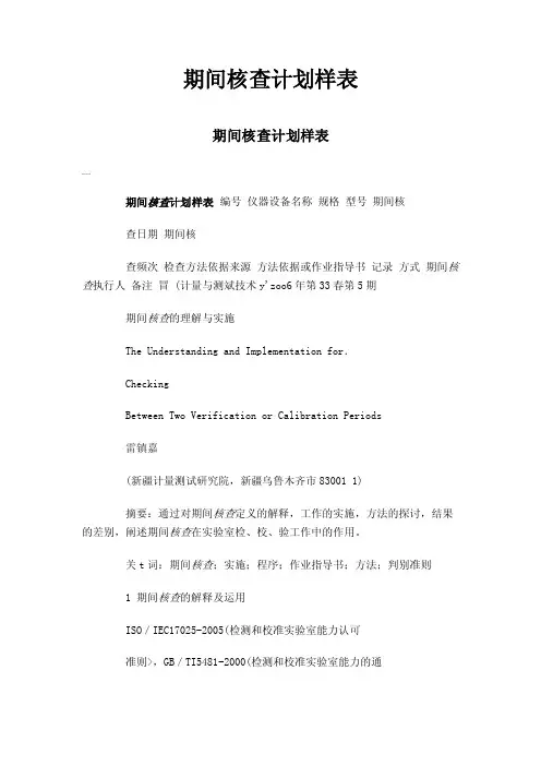 期间核查计划样表