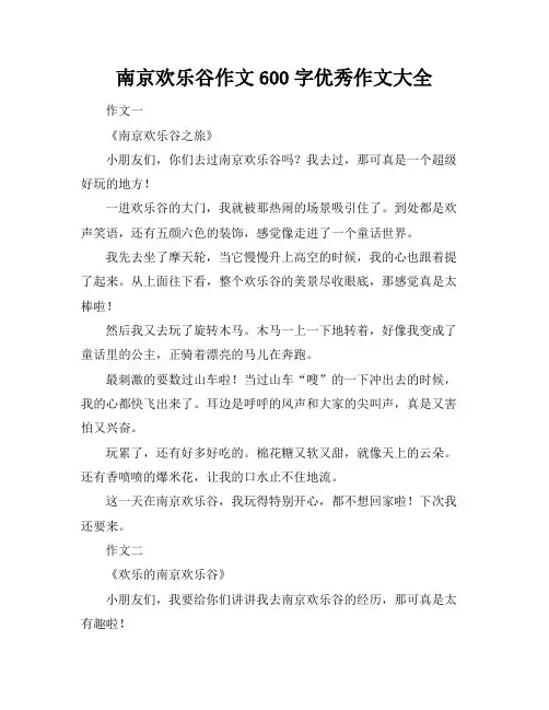 南京欢乐谷作文600字优秀作文大全