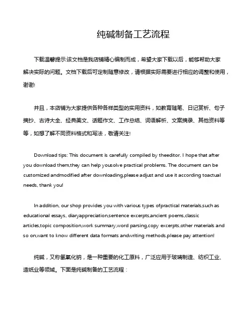 纯碱制备工艺流程