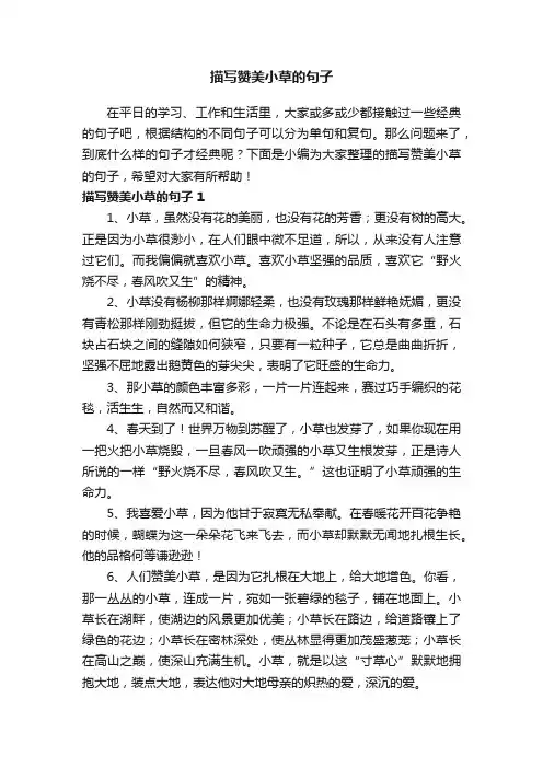 描写赞美小草的句子（精选100句）