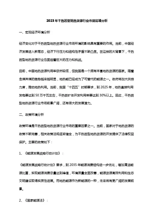 2023年干热岩型地热资源行业市场环境分析