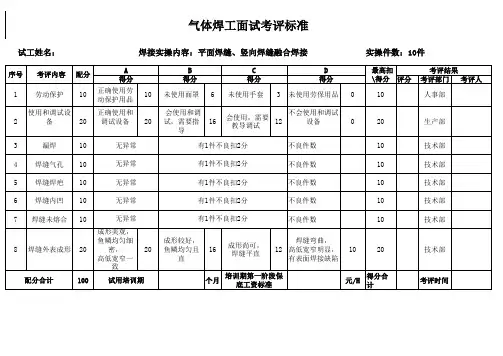 焊工面试考评标准