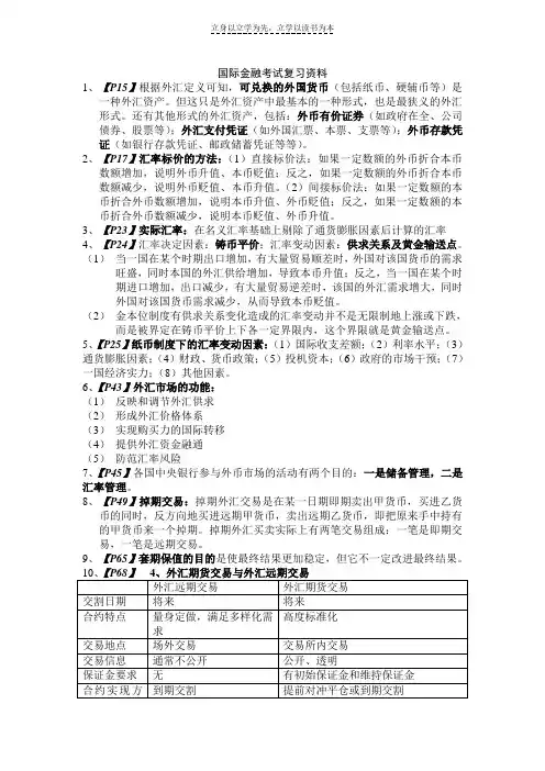 国际金融考试复习资料