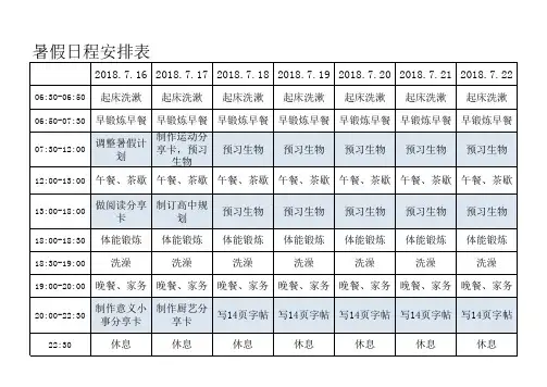 2018暑假计划