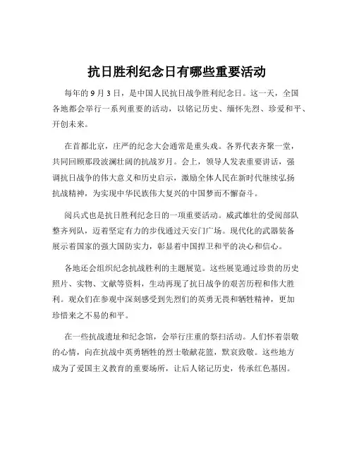 抗日胜利纪念日有哪些重要活动