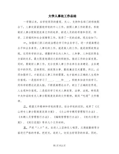 大学人事处工作总结(4篇)