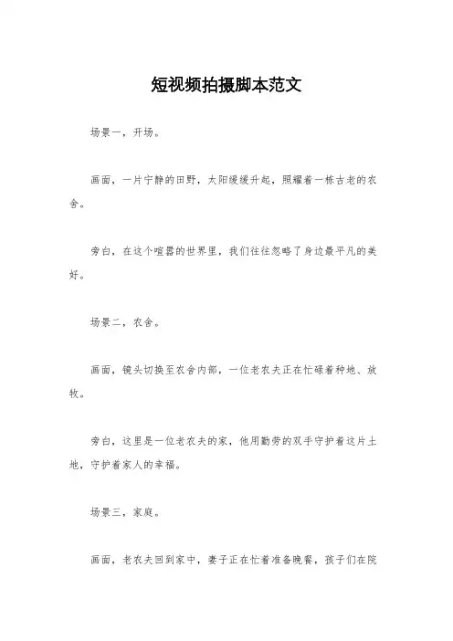 短视频拍摄脚本范文