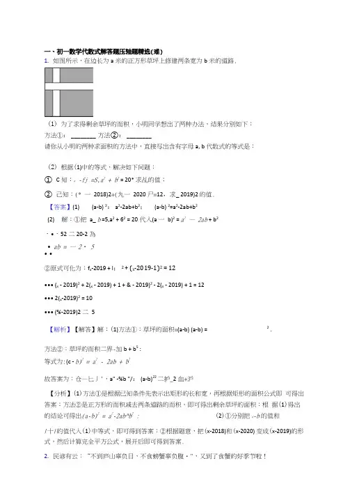 七年级数学上册代数式专题练习(解析版)