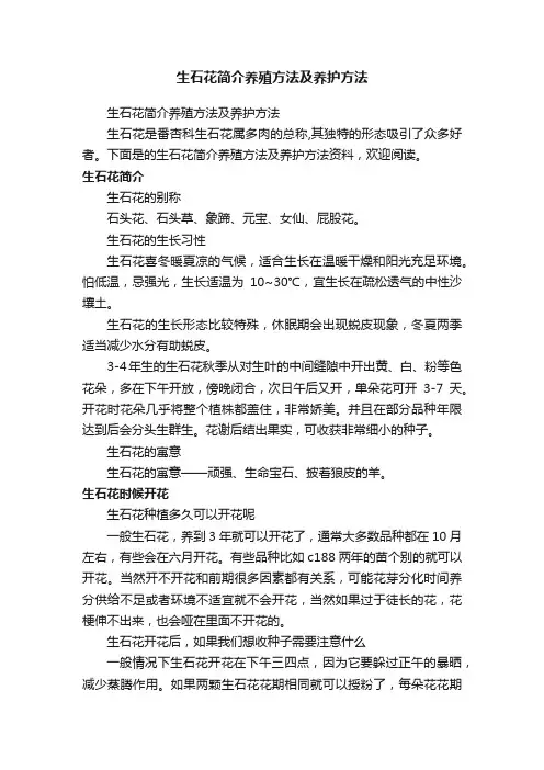 生石花简介养殖方法及养护方法