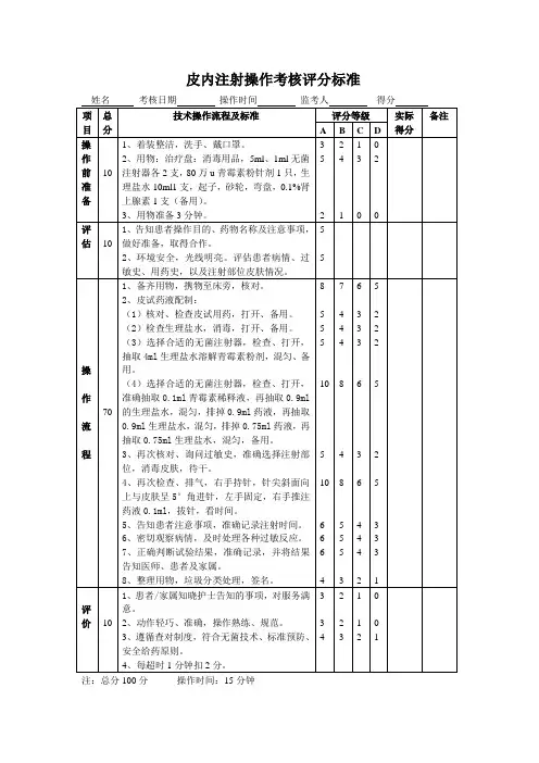 皮内注射操作步骤