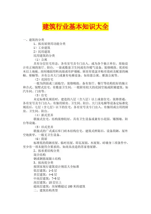 建筑行业基本知识大全