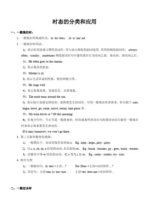 小升初时态的分类和应用(讲义)译林版英语六年级下册