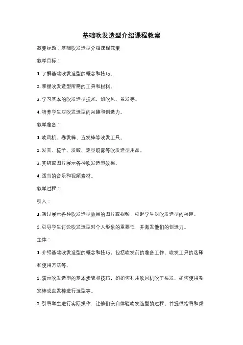 基础吹发造型介绍课程教案