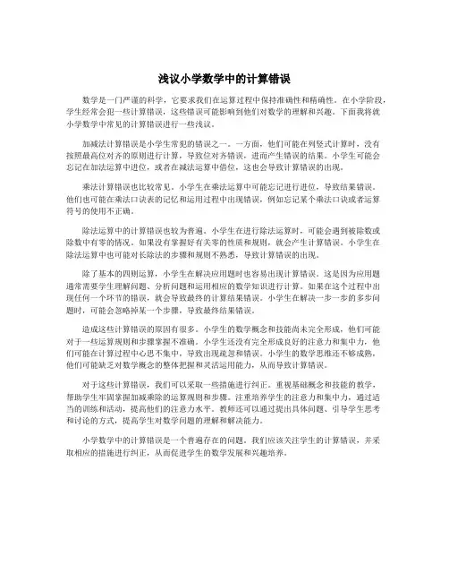 浅议小学数学中的计算错误