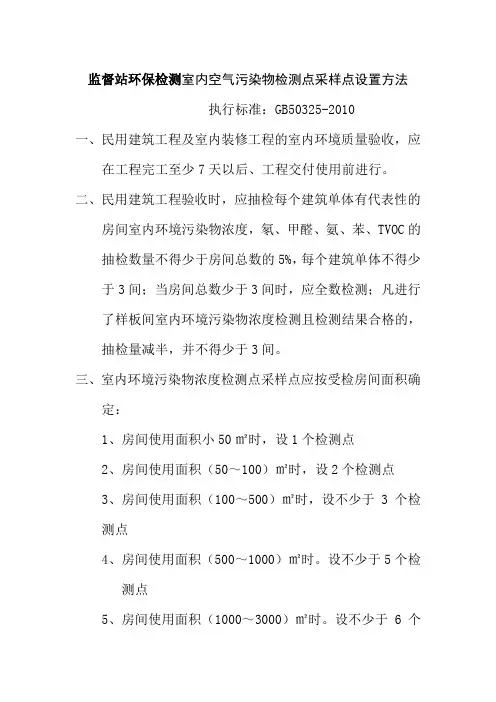 监督站环保检测室内空气污染物检测点采样点设置方法